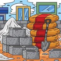 Construction Cement and Bricks Colored Cartoon vector