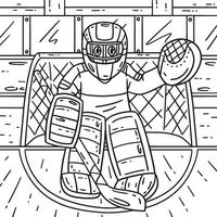 Ice Hockey Goaltender Guarding Base Coloring Page vector