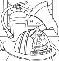 Firefighting Equipment Coloring Page for Kids vector