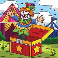 Circus Clown In A Box Colored Cartoon Illustration vector