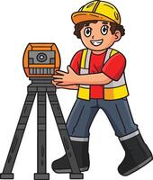 Construction Engineer with Surveying Tool Clipart vector
