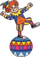 Circus Clown On Ball Cartoon Clipart Illustration vector