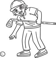 Golf Golfer Picking Up Ball Isolated Coloring Page vector