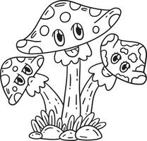 Mushroom Siblings Isolated Coloring Page for Kids vector