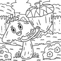 Mushroom and Acorn Coloring Page for Kids vector