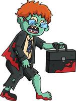 Zombie Office Worker Cartoon Colored Clipart vector