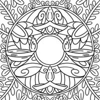 Diwali Wreath Coloring Page for Kids vector