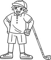 Golf Golfer Leaning on a Club Isolated Coloring vector