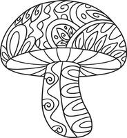 Mushroom with Patterns Isolated Coloring Page vector