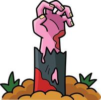 Zombie Hand Rising from a Grave Cartoon Clipart vector