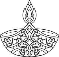 Diwali Candle Isolated Coloring Page for Kids vector