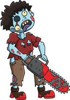 zombi con un motosierra dibujos animados de colores clipart vector