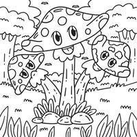 Mushroom Siblings Coloring Page for Kids vector