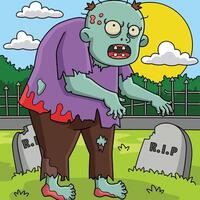 Zombie Big Man Colored Cartoon Illustration vector