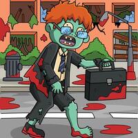 Zombie Office Worker Colored Cartoon Illustration vector