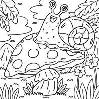 Mushroom and Snail Coloring Page for Kids vector