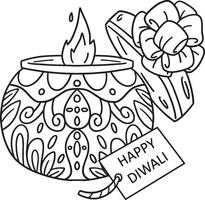 Happy Diwali Candle Present Isolated Coloring vector