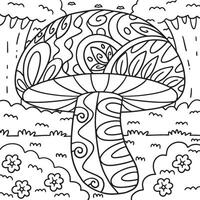 Mushroom with Patterns Coloring Page for Kids vector