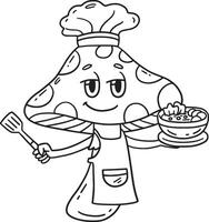 Mushroom Chef Isolated Coloring Page for Kids vector