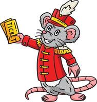 Circus Mouse Holding Ticket Cartoon Clipart vector