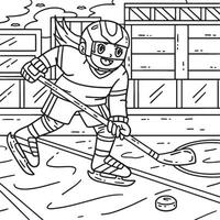 Ice Hockey Player Chasing Hockey Puck Coloring vector