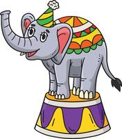 Circus Elephant On Podium Cartoon Colored Clipart vector