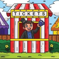 Circus Ticket Booth Colored Cartoon Illustration vector