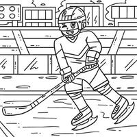 Ice Hockey Player Skating Through Coloring Page vector