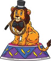 Circus Lion Biting Whip Cartoon Colored Clipart vector