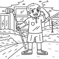 Golf Golfer Searching for a Ball Coloring Page vector