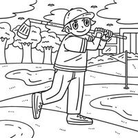 Golf Golfer Hitting a Ball Coloring Page for Kids vector