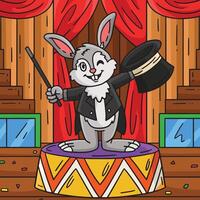 Circus Magician Rabbit Colored Cartoon vector