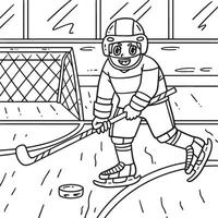 Ice Hockey Player Hitting Hockey Puck Coloring vector