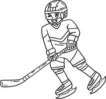 Ice Hockey Player Skating Isolated Coloring Page vector