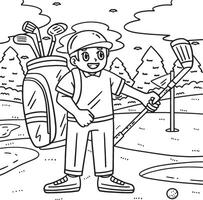 golf caddie con un club colorante página para niños vector