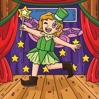 Circus Girl Dressed As Fairy Colored Cartoon vector