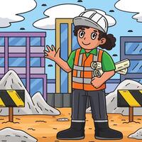 Construction Architect with Blueprints Colored vector