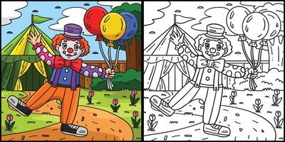 Circus Clown Selling Balloons Colored Illustration vector