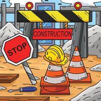 Construction Safety Signage Colored Cartoon vector