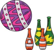 Circus Ball and Pins Cartoon Colored Clipart vector