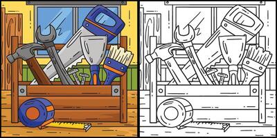 Construction Tool Box Coloring Page Illustration vector