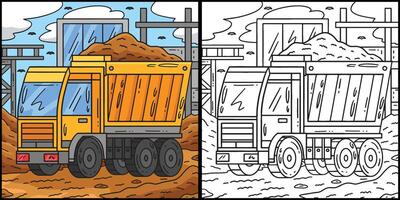 Construction Dump Truck Coloring Page Illustration vector