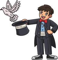 Circus Magician with Dove Cartoon Colored Clipart vector