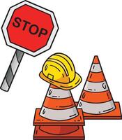 Construction Safety Signage Cartoon Clipart vector