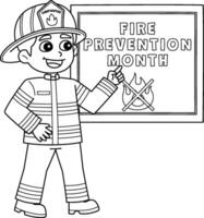 bombero enseñando fuego prevención aislado vector