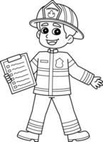 Firefighter with a Fire Safety Checklist Isolated vector