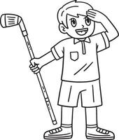 Golf Golfer Searching for a Ball Isolated Coloring vector