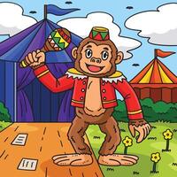 Circus Monkey With a Maracas Colored Cartoon vector