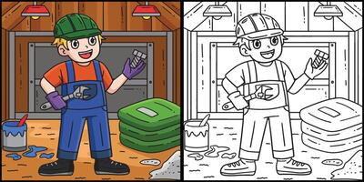 Construction Worker Wrench and Bolt Illustration vector