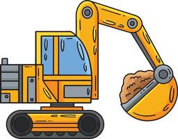 Construction Excavator Cartoon Colored Clipart I vector